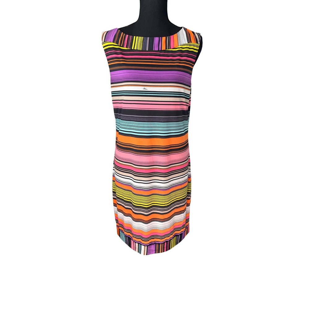 Trina Turk Multicolor Striped Sheath Dress Sleeveless Bright Resort Cruise